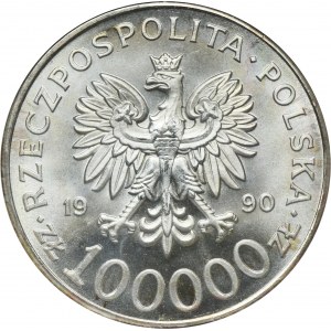 100.000 złotych 1990 Solidarność - TYP A - NGC MS64