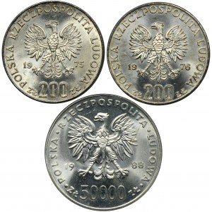 Zestaw, 200-50.000 złotych 1975-1988 (3 szt.)