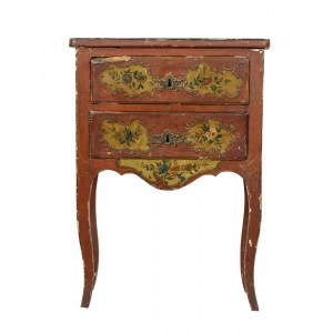 Louis XV dresser in red lacquer and floral painted - Venice 18th century