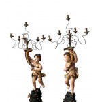 A pair of Louis XVI gilded wooden putti - Sicily, 18th century