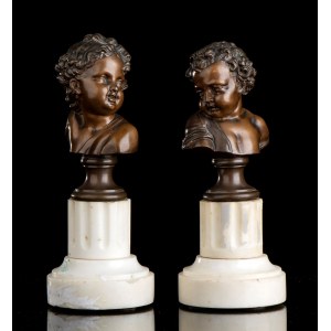 A pair of bronze busts - France, 19th century