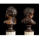 A pair of bronze busts - France, 19th century