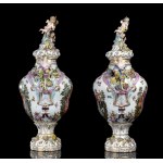 Pair of porcelain vases - Germany Saxony, 19th century, mark of POTSCHAPPEL (FREITAL-POTSCHAPPEL)