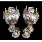 Pair of porcelain vases - Germany Saxony, 19th century, mark of POTSCHAPPEL (FREITAL-POTSCHAPPEL)