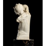 Statuary marble and portoro marble sculpture depicting Pan and Selene - Italy, 19th century