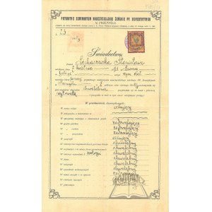 ŚWIADECTWO za półrocze, 1908/09
