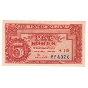 Czechoslovakia 5 Korun 1949 Specimen