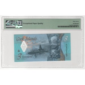 Cook Islands 3 Dollars 2021 (ND) PMG 67 EPQ Superb Gem UNC