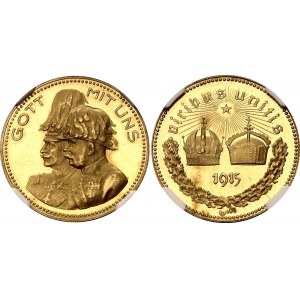 Austria Commemorative Gold Medal Wilhelm II & Franz Joseph 1915 NGC MS64