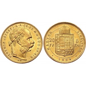 Hungary 8 Forint / 20 Francs 1889 KB