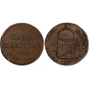 Hungary 3 Krajczar 1849 NB