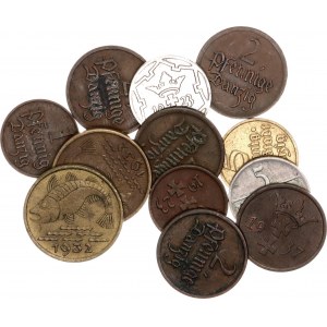 Danzig Lot of 12 Coins 1923 - 1937