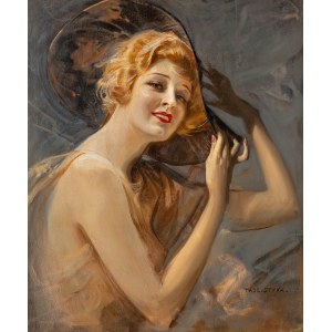 Tadeusz Styka (1889 Kielce-1954 Nowy Jork), Uśmiechnięta - portret Dolly Grey