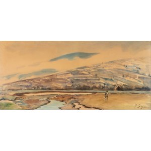 Julian Fałat (1853 Tuligłowy - 1929 Bystra), Landschaft mit einem Jäger, 1919.