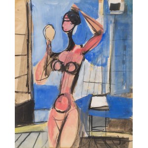 Zygmunt Menkes (1896 Lviv - 1986 Riverdale), Naked Girl with a Mirror