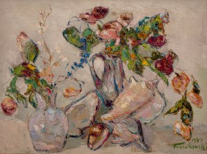 Włodzimierz Terlikowski (1873 Poraj - 1951 Paryż), Martwa natura z kwiatami i muszlami, 1940 r.