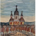 Nikifor Krynicki (1895 Krynica Zdrój - 1968 Folusz), Pejzaż miejski z kościołem