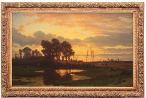 Adrianus van Everdingen (1832 Utrecht - 1912 Utrecht), O zachodzie słońca, 1861 r.