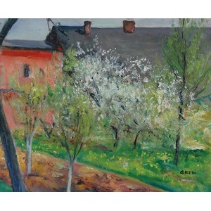 Aneri Irena Weissowa (1888-1981), Pejzaż z kwitnącymi drzewami, [ok. 1970]