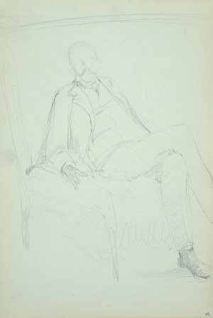 Włodzimierz Tetmajer (1861 – 1923), Portret mężczyzny siedzącego w fotelu - szkic, ok. 1900
