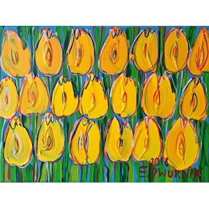 Edward Dwurnik, Żółte tulipany, 2018