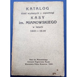 KATALOG kasy Mianowskiego 1929