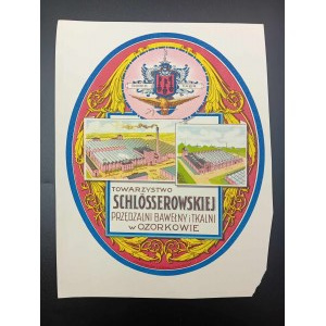 Reklamní leták společnosti Schlosser Cotton Spinning and Weaving Society v Ozorkowě