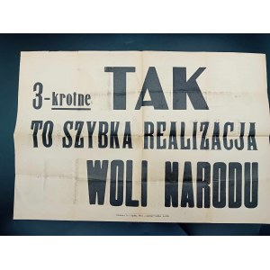 Plakát 3krát ANO Referendum 1946