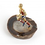 DAMIANI: Gold, diamond and enamel brooch depicting a basket player