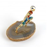 DAMIANI: Gold, diamond and enamel brooch depicting an American football player