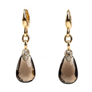 POMELLATO: fume quartz diamond gold pendant earrings
