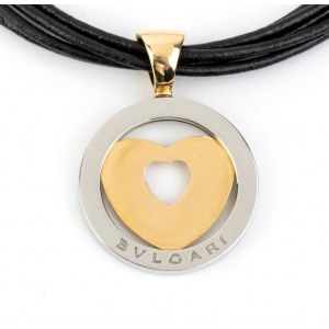 BULGARI: tondo heart gold and steel pendant