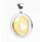 BULGARI: tondo heart gold and steel pendant