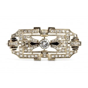 Diamond white gold brooch - 1930s