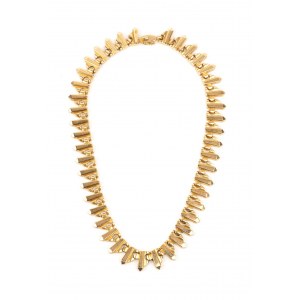 Gold necklace with lance-shaped fringe