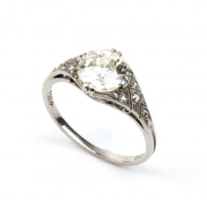 1.20 ct diamond platinum ring - 1920s
