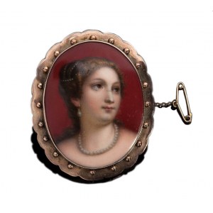 English Victorian gold miniature brooch - late 19th century