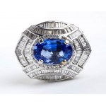 Blue sapphire diamond gold ring