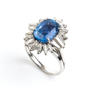 Burma sapphire diamond white gold ring