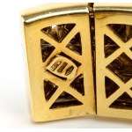 Diamond colored stones gold band bracelet