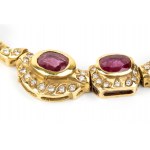 Ruby diamond gold necklace, bracelet and a pair of earrings