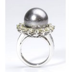 Tahitian pearl diamond gold ring