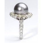 Tahitian pearl diamond gold ring