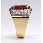 Gold composite ruby diamond pave set band ring