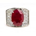 Gold composite ruby diamond pave set band ring