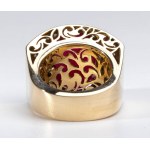 Gold composite ruby diamond pave set band ring