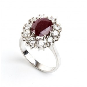 Diamond ruby flower gold ring