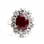 Diamond ruby flower gold ring