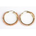 Diamond pink coral gold earrings and necklace