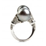 Tahiti pearl diamond contrariè gold ring